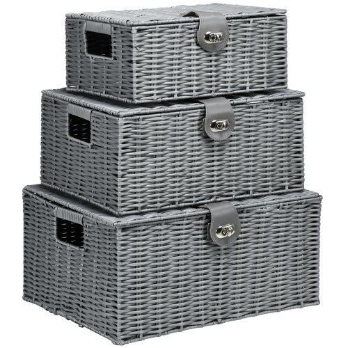 Nesta Set 3 &scaron;katel za shranjevanje s pokrovi in zaponkami, sive, 18 L/12 L/7 L, za dnevno sobo, (5000493519) Cene