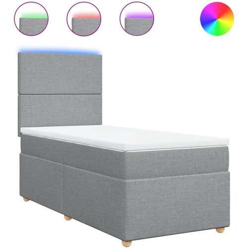 VidaXL Okvir kreveta s oprugama i madrac svjetlosivi 80x200cm tkanina Slike