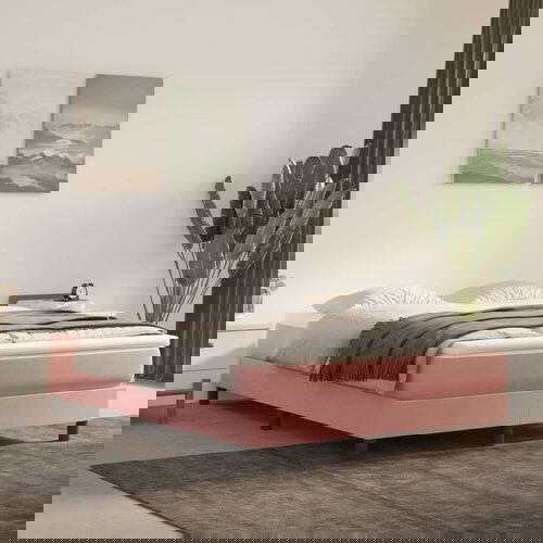 VidaXL Box spring postelja z vzmetnico roza 140x200 cm žamet Slike