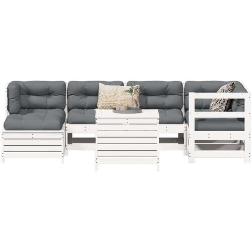 7-dijelni set vrtnih sofa bijeli od masivne borovine Cene