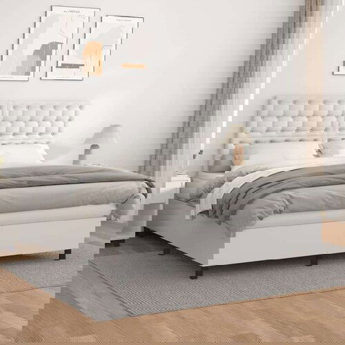  Box spring postelja z vzmetnico bela 180x200 cm umetno usnje, (20901402) Slike