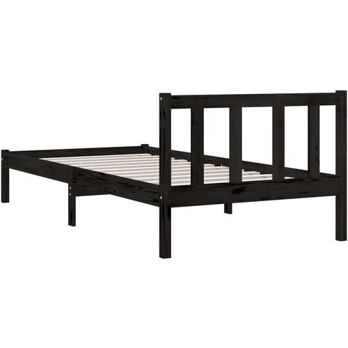 VidaXL okvir za krevet crni od borovine 75 x 190 cm uk jednokrevetni Slike