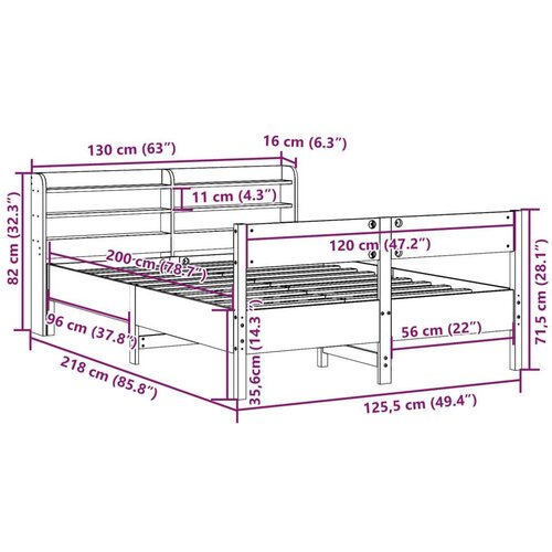 vidaXL Posteljni okvir brez vzmetnice 120x200 cm trdna borovina Cene
