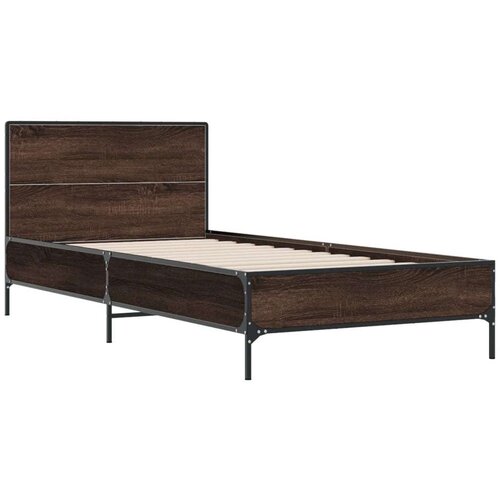VidaXL Okvir za krevet smeđi hrast 90x190 cm konstruirano drvo i metal Slike