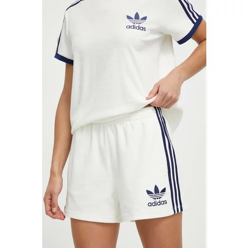 Adidas Kratke hlače Terry za žene, boja: bijela, s aplikacijom, visoki struk, IT9841