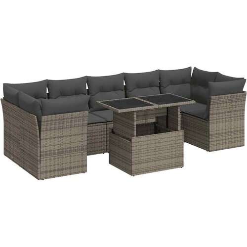 Maison Chic Seti vrtnega pohištva - Vrtna garnitura - Vrtni pohištvo set 8-delna z blazinami siv poli ratan, (21800507) Cene