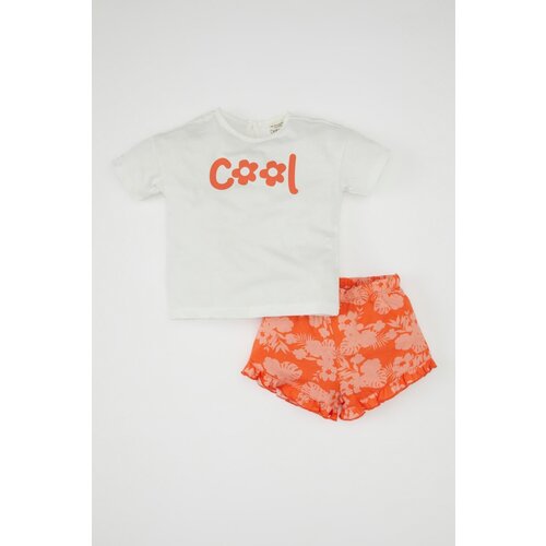 Defacto baby Girl Printed Short Sleeve T-Shirt Shorts 2 Piece Set Slike