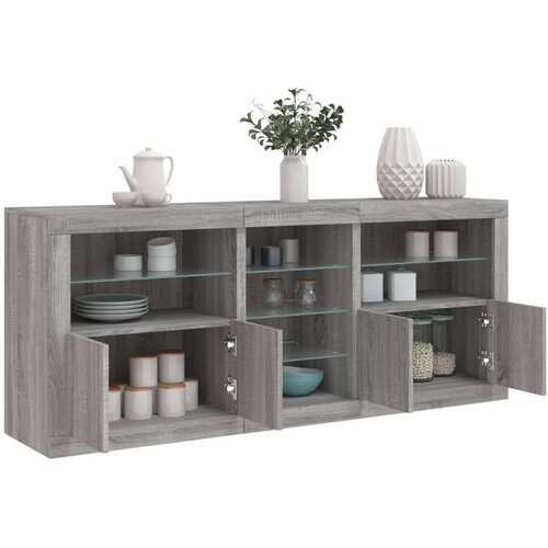  Komoda s LED svjetlima boja sivog hrasta 181 5x37x67 cm Slike