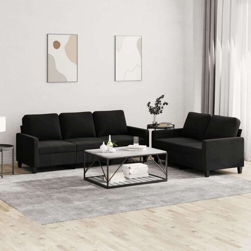 vidaXL 2-dijelni set sofa s jastucima crni baršunasti Cene