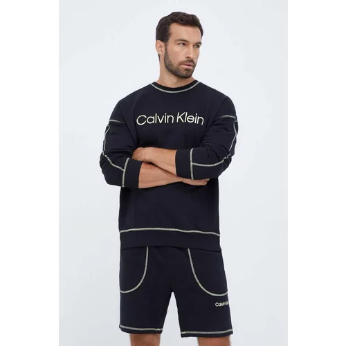 Calvin Klein Underwear Homewear pamučna dukserica boja: crna, s tiskom