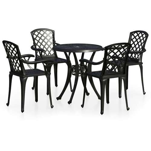  5-dijelni bistro set od lijevanog aluminija crni Slike