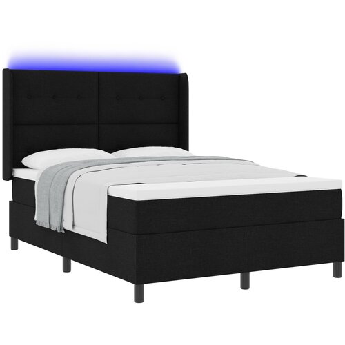 vidaXL Box Spring Krevet s Madracem i LED svjetlom Crna 140x190 cm Tkanina Cijene