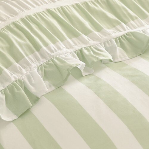 Catherine Lansfield Zelena enojna posteljnina 135x200 cm Seersucker Frill Stripe &amp;ndash; Slike
