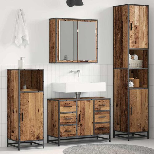  Set namje&scaron;taja za kupaonicu 3 kom. Staro drvo 80 x 33 x 60 cm Cijene