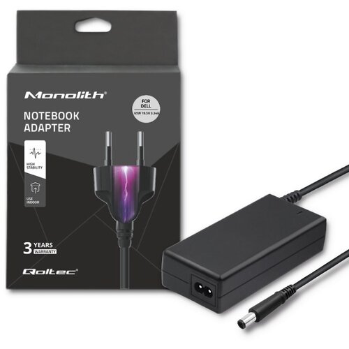 Qoltec 51519.65W Power adapter for Dell | 65W | 19.5V | 3.34A | 7.4*5.0+pin | +power cable Slike