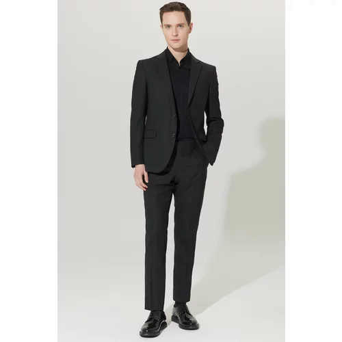 ALTINYILDIZ CLASSICS Men's Black Regular Fit Normal Cut Wool Water and Stain Resistant Nano Suit