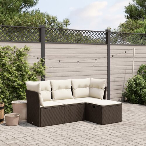 vidaXL 4-dijelni set vrtnih sofa od poliratana s jastucima smeđi Cijene