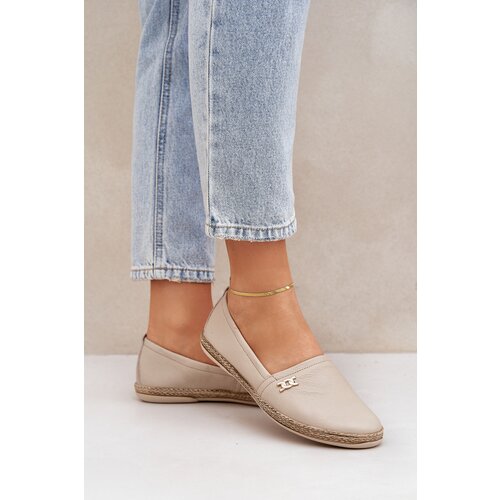 Zazoo Elegant Leather Women&amp;#039;s Espadrilles Beige 10177 Slike