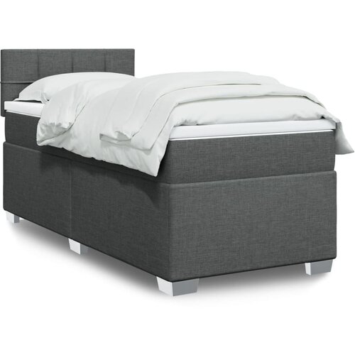 VidaXL Krevet s oprugama i madracem tamnosivi 90x200 cm od tkanine Slike