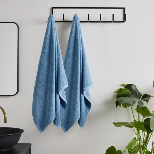 Catherine Lansfield Modre hitro su&amp;scaron;eče frotirne bombažne brisače v kompletu 2 ks 90x140 cm Quick Dry &amp;ndash; Slike