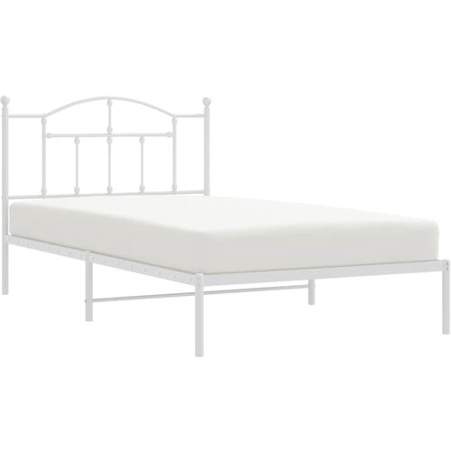  Metalni okvir za krevet s uzglavljem bijeli 107x203 cm Slike
