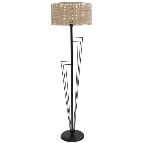 Opviq Kelebek Siyah Lambader Silindir Rattan Abajurlu Black Floor Lamp Cene