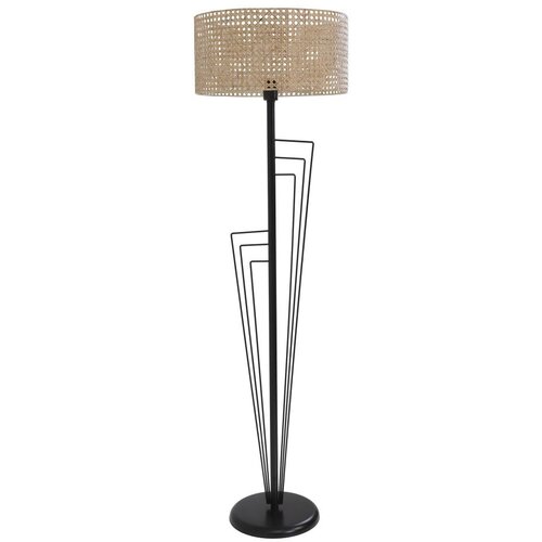 Opviq Kelebek Siyah Lambader Silindir Rattan Abajurlu Black Floor Lamp Slike