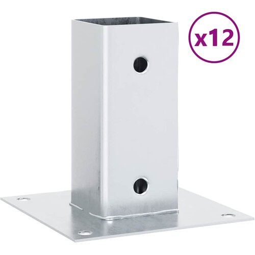  Postolja za stupove kvadratna 12 kom 61x61 mm pocinčani čelik Slike