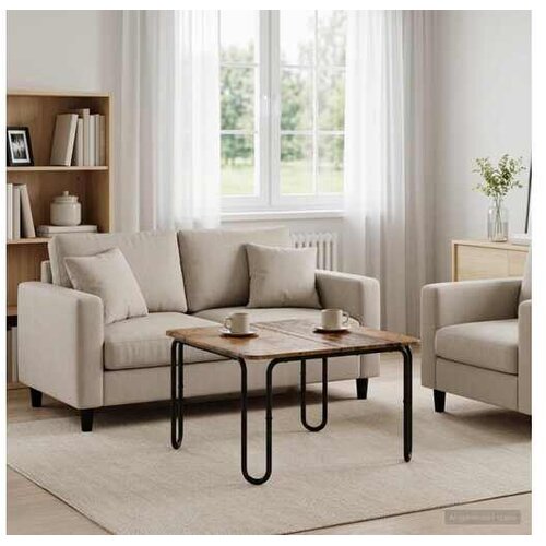 VidaXL Stolić za kavu Staro drvo 79 5 x 79 5 x 45 cm Konstruirano drvo - Staro drvo 79 5 x 79 5 x 45 cm Slike