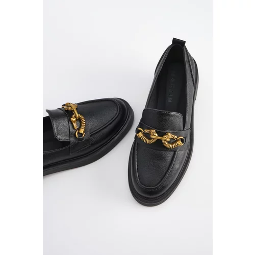 Marjin Women's Buckled Loafers Casual Shoes Tevas Black.