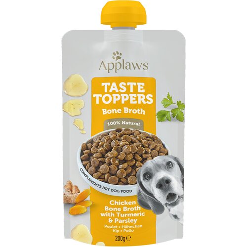 Applaws Varčno pakiranje Taste Toppers vrečke 12 x 200 ml - Pi&amp;scaron;čančji kostni bujon s kurkumo &amp;amp; peter&amp;scaron;iljem Slike