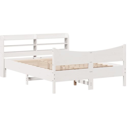 vidaXL Okvir za krevet s uzglavljem bijeli 135 x 190 cm od borovine Cene