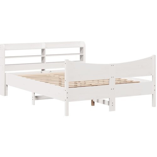 vidaXL Posteljni okvir z vzglavjem bel 135x190 cm trdna borovina, (21321649) Cene