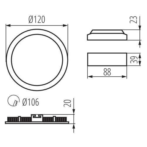 Kanlux 33562 - LED kupatilsko ugradno svetlo ROUNDA LED/6W/230V IP44 crna Slike