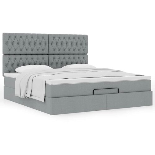 VidaXL Otomanski posteljni okvir z vzmetnico siv 160x200 cm blago Slike