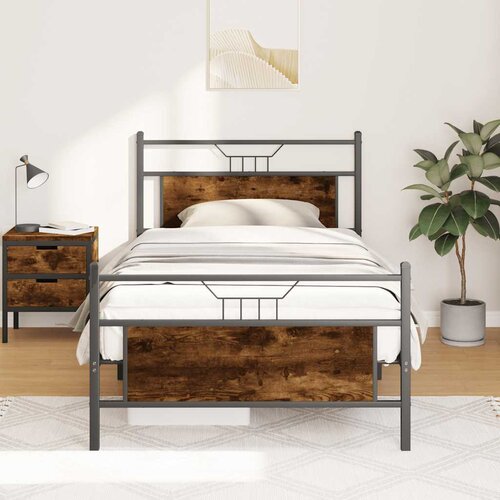 vidaXL Posteljni okvir brez vzmetnice hrast 100x200 cm inženirski les Cene