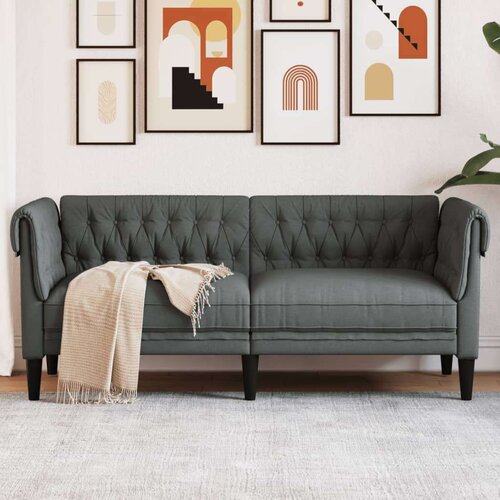  Kavč dvosed Chesterfield temno siva tkanina Cene