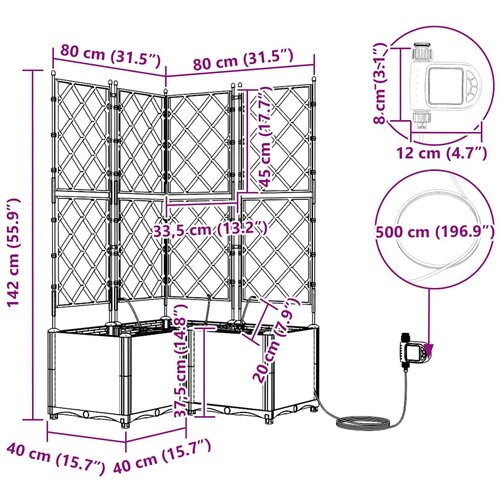 Vrtna saksija 3 pcs Svijetlo siva 80 x 80 x 142 cm Plastika Slike