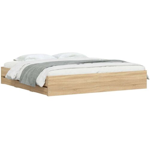 VidaXL Okvir za krevet s ladicama boja hrasta 160x200 cm drveni Slike