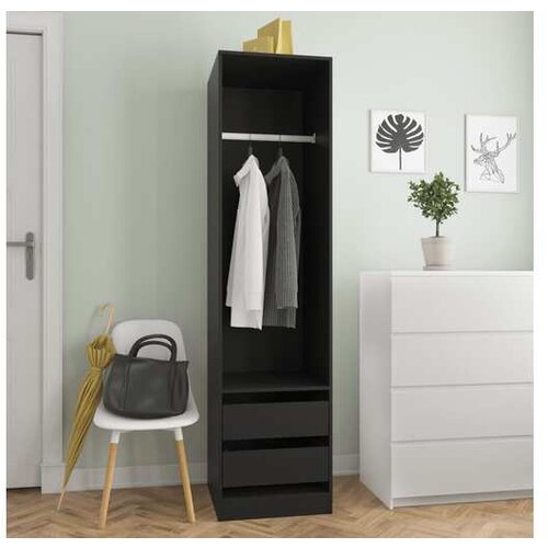  Garderobna omara s predali črna 50x50x200 cm iverna plošča Cene