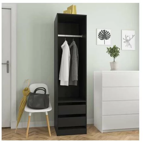  Garderobna omara s predali črna 50x50x200 cm iverna plošča