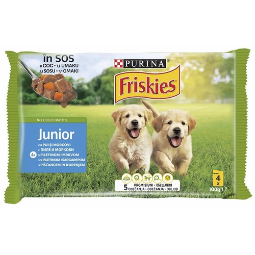 Friskies Vlažna hrana za pse sa ukusom piletine i &amp;scaron;argarepe, 100g, 4 komada Slike