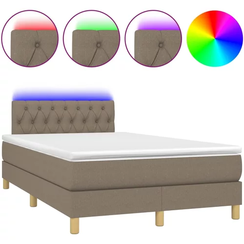 vidaXL Box spring postelja z vzmetnico LED taupe 120x190 cm blago, (21112251)