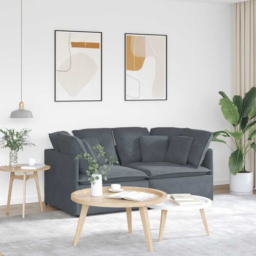  Modularna sofa s jastucima, baršunasta, tamno siva Cene