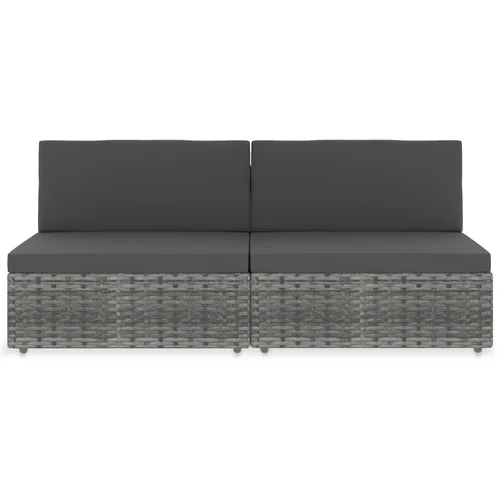 MAISON CHIC Sekcijski kavč - Sofa - Kanape dvosed poli ratan siv, (21726866)