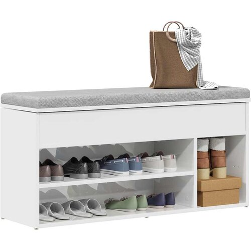 Furnova Lavica za čevlje visokega sijaja bela 102x30,5x45 cm, (21955817) Cene