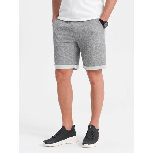 Ombre Men's LOOSE FIT melange fabric shorts - gray Slike