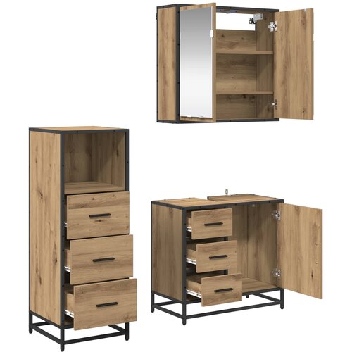  Set namje&amp;scaron;taja za kupaonicu 3 kom. Umjetnički hrast Smeđa 35 x 37,5 x 100 cm Slike