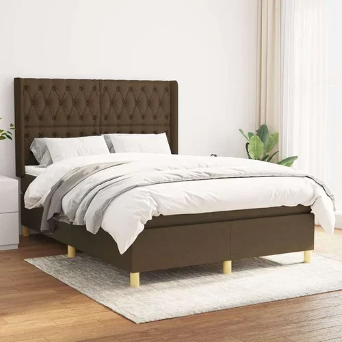  Box spring postelja z vzmetnico temno rjava 140x200 cm blago, (20725089)