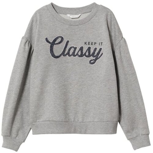 MANGO KIDS Sweater majica &amp;#039;Classy&amp;#039; tamo siva / siva melange Slike